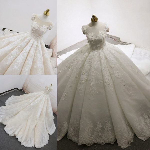 vintage ball gown wedding dresses sheer neck appliques back lace up lace wedding dresses bridal gowns long train custom made, White
vintage ball gown wedding dresses sheer neck appliques back lace up lace wedding dresses bridal gowns long train custom made, White