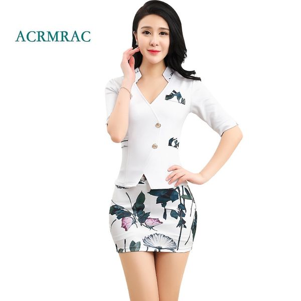 acrmrac women's suits new summer short slim patchwork printing short sleeve jacket skirt business formal skirt suits, White;black
acrmrac women's suits new summer short slim patchwork printing short sleeve jacket skirt business formal skirt suits, White;black