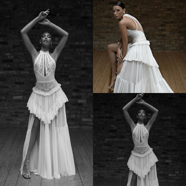 lior charchy mermaid wedding dresses halter lace backless side split tiered skirts bohemian wedding dress chiffon beach bridal gowns, White
lior charchy mermaid wedding dresses halter lace backless side split tiered skirts bohemian wedding dress chiffon beach bridal gowns, White