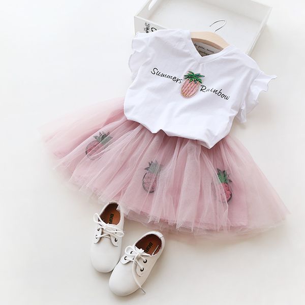 summer baby girl clothes clothing set lovely butterfly sleeve t-shirt fruit pineapple sequins skirt outwear, White
summer baby girl clothes clothing set lovely butterfly sleeve t-shirt fruit pineapple sequins skirt outwear, White