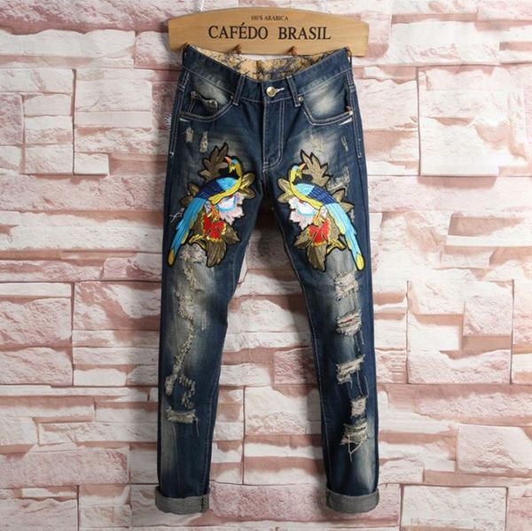 mens clothing bike jeans bird embroidery ripped denim trousers hip pop style vintage jeans ing, Blue
mens clothing bike jeans bird embroidery ripped denim trousers hip pop style vintage jeans ing, Blue