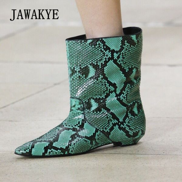 2018 chic design ankle boots woman pointed toe snakeskin flat boots women fashion leahter short, Black
2018 chic design ankle boots woman pointed toe snakeskin flat boots women fashion leahter short, Black