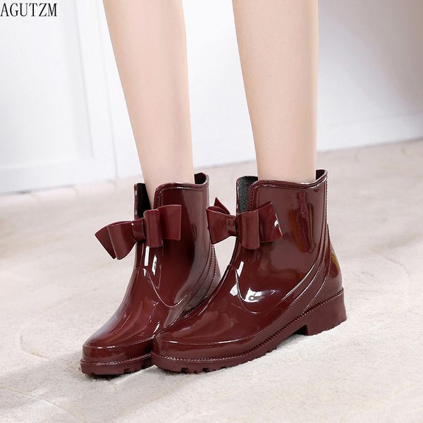 agutzm bowtie ankle rain boots women flat heels non-slip glossy rainboots waterproof pvc woman water shoes wellies v520, Black
agutzm bowtie ankle rain boots women flat heels non-slip glossy rainboots waterproof pvc woman water shoes wellies v520, Black
