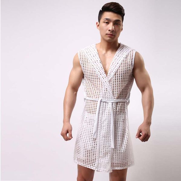robe sleepwear mesh hoodie sleep lounge pajama gay wear new men's mesh hollow fashion perspective dressing gown bathrobe, Black;brown
robe sleepwear mesh hoodie sleep lounge pajama gay wear new men's mesh hollow fashion perspective dressing gown bathrobe, Black;brown
