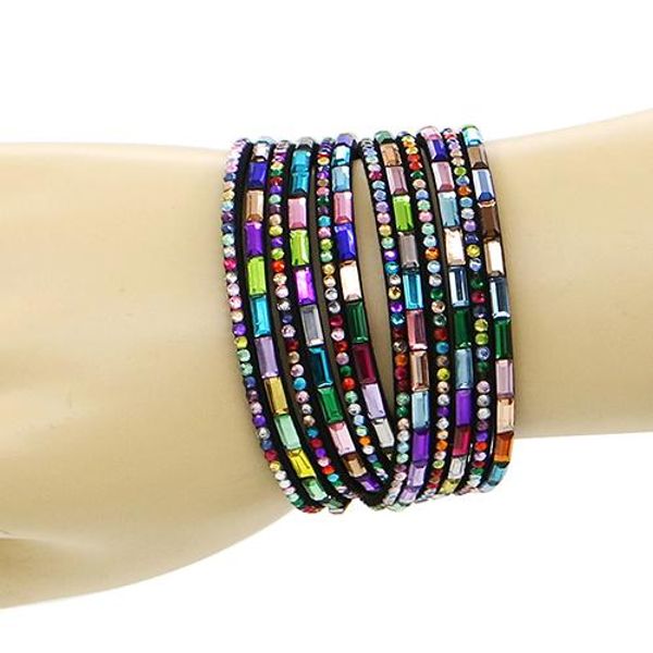 women's men's fashion multi-layers rhinestones faux leather wrap bangle bracelet pulseras mujer women bracelet gift wholesale, Black
women's men's fashion multi-layers rhinestones faux leather wrap bangle bracelet pulseras mujer women bracelet gift wholesale, Black