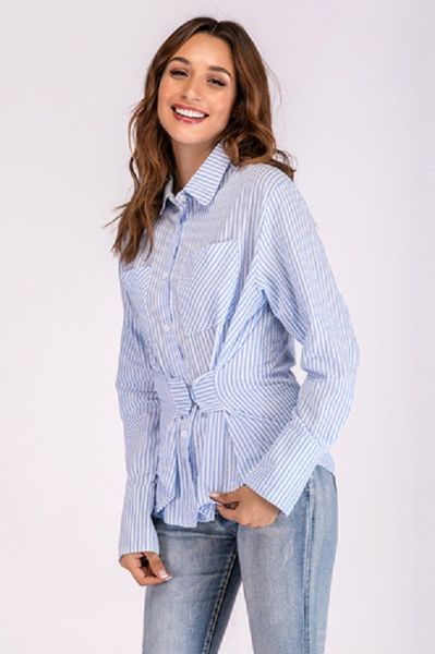 женская новый длинный рукав полосатый однобортный лацкане рубашки, White
женская новый длинный рукав полосатый однобортный лацкане рубашки, White