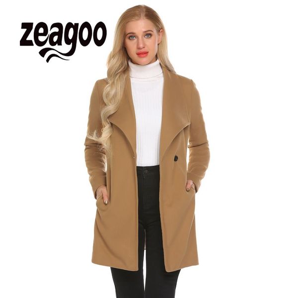 zeagoo long casual turn-down collar women sleeve solid button pocket basic coat outwear with belt, Black
zeagoo long casual turn-down collar women sleeve solid button pocket basic coat outwear with belt, Black