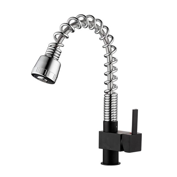 

single handle kitchen faucet solid brass chrome finish spouts deck mount mixer and cold water l&s f16010