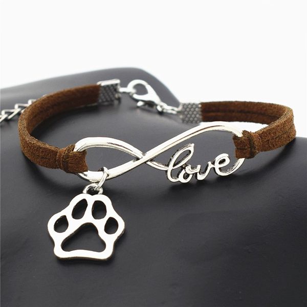 2018 trendy infinity love pets dog paw charm bracelets handmade dark brown leather suede cuff bangles for men women jewelry pulseira hombres, Golden;silver
2018 trendy infinity love pets dog paw charm bracelets handmade dark brown leather suede cuff bangles for men women jewelry pulseira hombres, Golden;silver