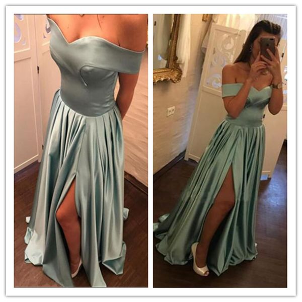 2019 elegant off the shoulder prom dress formal long silver evening dresses robe de soiree side split formal party dress, Black;red
2019 elegant off the shoulder prom dress formal long silver evening dresses robe de soiree side split formal party dress, Black;red