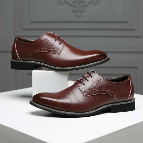 man leather shoes zapatos hombre office men's dress shoes italian style wedding casual derby big size 638, Black
man leather shoes zapatos hombre office men's dress shoes italian style wedding casual derby big size 638, Black