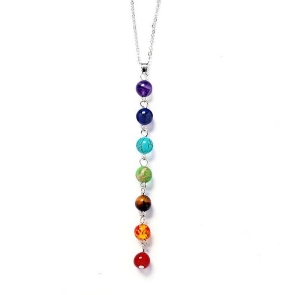 7 colour natural stone beads necklaces 7 reiki chakra healing balance beads pendant necklaces women yoga jewelry, Silver
7 colour natural stone beads necklaces 7 reiki chakra healing balance beads pendant necklaces women yoga jewelry, Silver