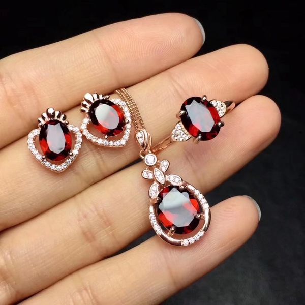 natural red garnet gem ring pendant earrings natural gemstone jewelry set 925 silver fashion bow feet women party gift jewelry, Black
natural red garnet gem ring pendant earrings natural gemstone jewelry set 925 silver fashion bow feet women party gift jewelry, Black