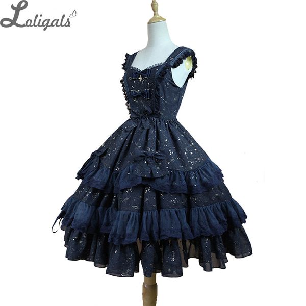 sweet women's chiffon dress twinkling star series lolita jsk by soufflesong ruffled party dress white black navy blue, Black;red
sweet women's chiffon dress twinkling star series lolita jsk by soufflesong ruffled party dress white black navy blue, Black;red