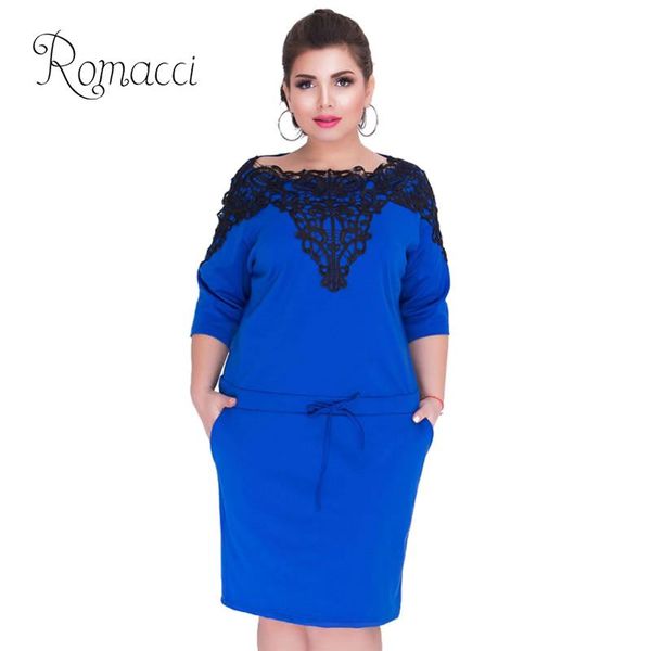 romacci elegant plus size dresses women 4xl 5xl 6xl lace splice drawstring dress 3/4 sleeve o neck pockets bodycon midi dress, Black;gray
romacci elegant plus size dresses women 4xl 5xl 6xl lace splice drawstring dress 3/4 sleeve o neck pockets bodycon midi dress, Black;gray