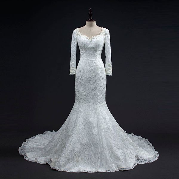 capped v neck lace mermaid wedding dresses 2019 long sleeves bridal gowns court train wedding gown, White
capped v neck lace mermaid wedding dresses 2019 long sleeves bridal gowns court train wedding gown, White