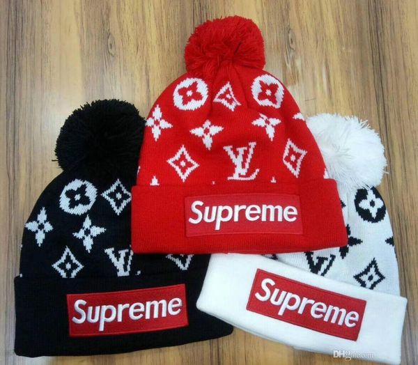 

Высокое качество мужчины женщины осень зима sup beanie повседневная вязаная спортивная кепка лыжи горро черные белые красные черепа шапки