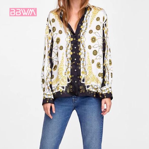 exquisite women's national style 2018 autumn fashion lapel single-breasted long-sleeved printed women's shirt, White
exquisite women's national style 2018 autumn fashion lapel single-breasted long-sleeved printed women's shirt, White