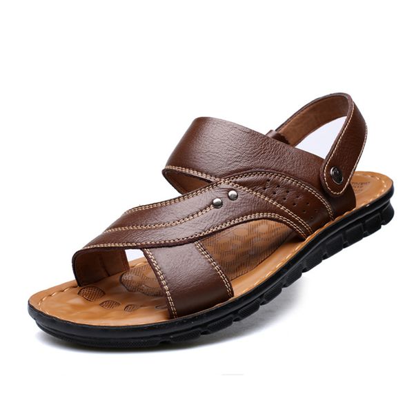 2018 summer men's beach shoes male casual leather sandals, Black
2018 summer men's beach shoes male casual leather sandals, Black