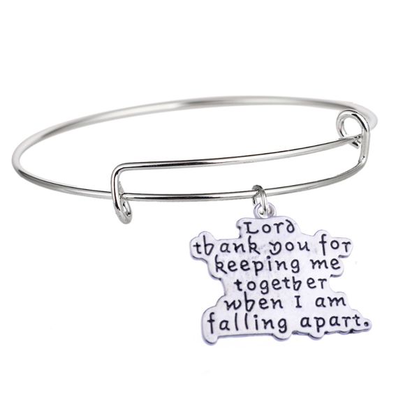 12 pc/lot lord thank you for keeping me together when i'm falling apart charm bracelet jewelry christian prayer bangle gift, Black
12 pc/lot lord thank you for keeping me together when i'm falling apart charm bracelet jewelry christian prayer bangle gift, Black