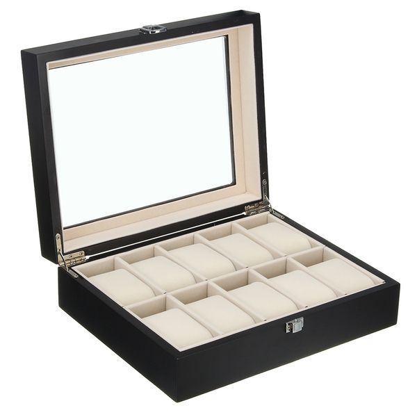 luxury 10 grid wooden watch box jewelry display collection storage case watch organizer box holder, Black;blue
luxury 10 grid wooden watch box jewelry display collection storage case watch organizer box holder, Black;blue