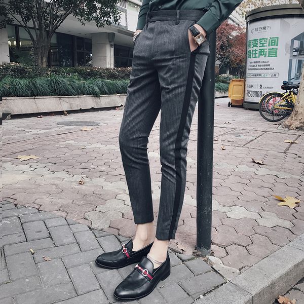 pin stripe men dress pants slim fit with side tape fashion designer dress ankle pants men social trousers pant for pantaloni, Black
pin stripe men dress pants slim fit with side tape fashion designer dress ankle pants men social trousers pant for pantaloni, Black