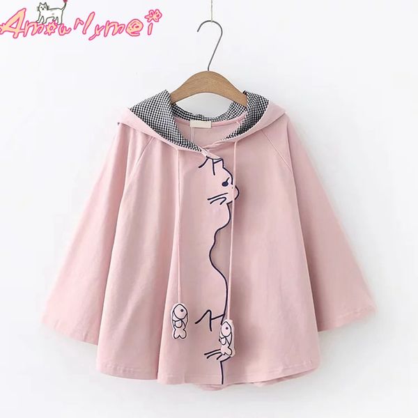 2018 autumn women jacket japanese style mori girl kawaii cat embroidery loose batwing sleeve cape hooded coat female outerwear, Black;brown
2018 autumn women jacket japanese style mori girl kawaii cat embroidery loose batwing sleeve cape hooded coat female outerwear, Black;brown