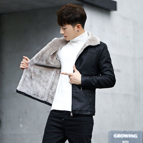 m-3xl 2018 men hair stylist gd fashion velvet thickened short locomotive leather clothing leather jacket plus size costumes, Black
m-3xl 2018 men hair stylist gd fashion velvet thickened short locomotive leather clothing leather jacket plus size costumes, Black