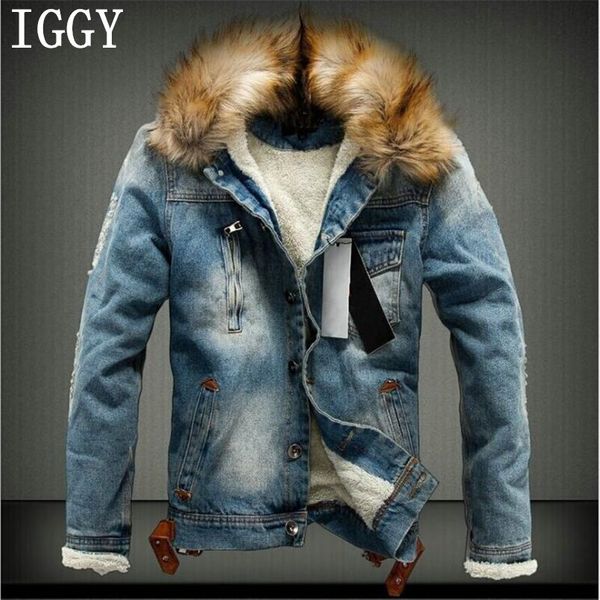 

men jacket and coat trendy warm fleece denim jacket iggy winter fashion mens jean outwear male cowboy plus size 5xl, Black;brown