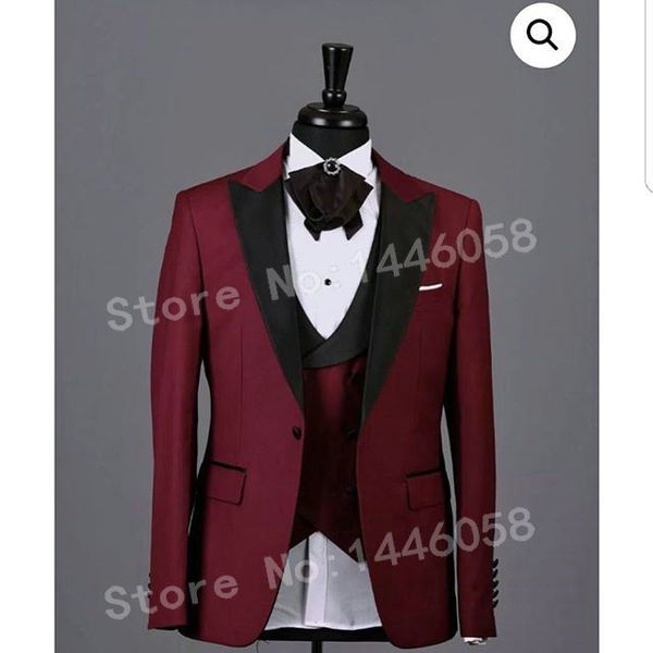 jacket+vest+pants) 2018 fashion design wedding party dress men slim fit burgundy 3 pieces men suits for wedding groom tuxedo, White;black
jacket+vest+pants) 2018 fashion design wedding party dress men slim fit burgundy 3 pieces men suits for wedding groom tuxedo, White;black