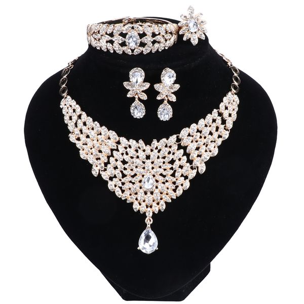 wedding jewelry fashion clear crystal rhinestone necklace earrings bracelet ring set for women wedding party bridal jewelry sets, Black
wedding jewelry fashion clear crystal rhinestone necklace earrings bracelet ring set for women wedding party bridal jewelry sets, Black