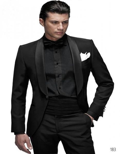 one button black satin groom tuxedos beautiful men formal suits men wear wedding prom dinner suits custom made(jacket+pants+tie+girde)no;743, Black;gray
one button black satin groom tuxedos beautiful men formal suits men wear wedding prom dinner suits custom made(jacket+pants+tie+girde)no;743, Black;gray