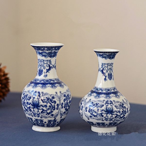 

2pcs/set jingdezhen ceramic blue and white porcelain small vase home decoration deskflower vase shelf crafts high quality