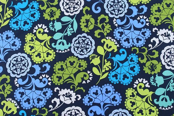 

150cm width blue Cartoon Pattern flower check Cotton fabric for diy cloth,clothing/pillow/handbag/bed special purpose fabrics