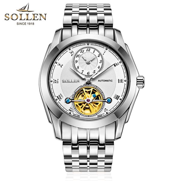 sollen solon high-end automatic mechanical watch business hollow watch men's steel waterproof luminous multi-function male, Slivery;brown
sollen solon high-end automatic mechanical watch business hollow watch men's steel waterproof luminous multi-function male, Slivery;brown