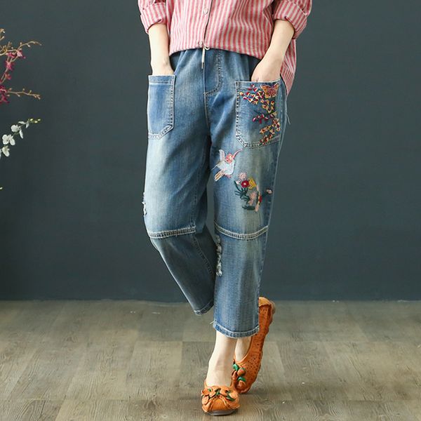 summer floral embroidery women jeans pants casual high waist jeans femme light blue denim loose harem pants plus size 3xl
summer floral embroidery women jeans pants casual high waist jeans femme light blue denim loose harem pants plus size 3xl