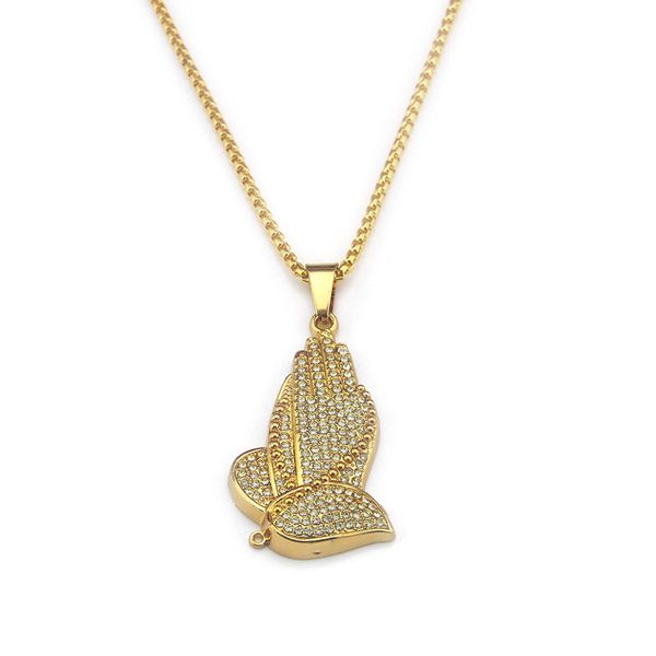 new fashion men's hip hop jewelry praying hands bling necklace gold religous iced out prayer ing, Silver
new fashion men's hip hop jewelry praying hands bling necklace gold religous iced out prayer ing, Silver