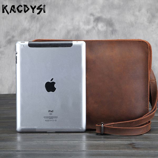 

designer crazy horse leather handmade vintage briefcase bags men luxury business envelope lapshoulder messenger bag tote bag