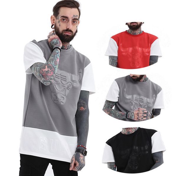men summer casual tshirts sports bull printed colors patchwork tees long loose short sleeved clothes, White;black
men summer casual tshirts sports bull printed colors patchwork tees long loose short sleeved clothes, White;black
