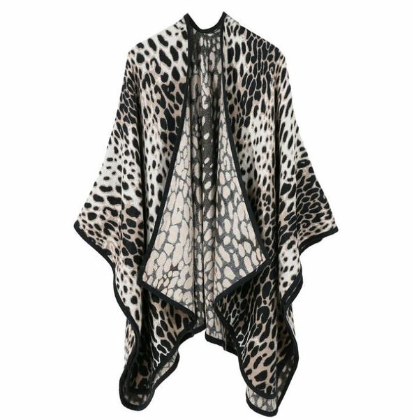 2018 women winter leopard knitting ponchos oversize cozy knit capes animal pattern knit outfits, White;black
2018 women winter leopard knitting ponchos oversize cozy knit capes animal pattern knit outfits, White;black