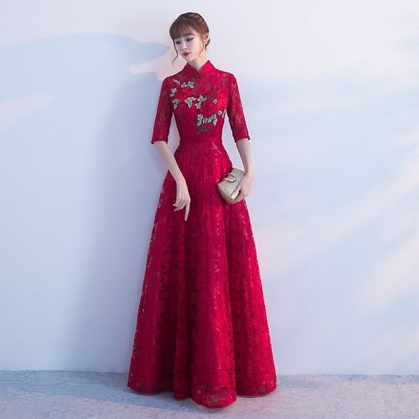 lace qipao long bride wedding evening dress modern chinese traditional vestido oriental dresses red embroidery cheongsam vintage
lace qipao long bride wedding evening dress modern chinese traditional vestido oriental dresses red embroidery cheongsam vintage