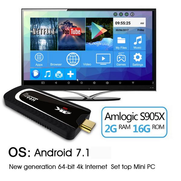 

h96 pro h3 mini pc amlogic s905x quad core android 7.1 tv dongle 2gb ram 16gb rom 2.4g/5.g wifi bt 4.0 1080p 4k hd tv stick