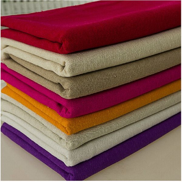 

2018 new arrival pure color cotton linen fabric plain weave fabrics for sewing textile cloth 140cm width*2 meters 26 colors, Black;white
