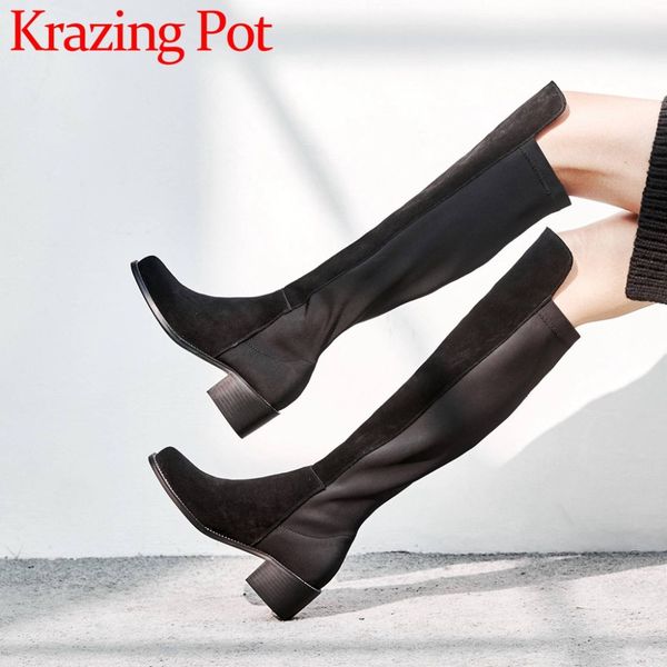 2018 superstars mixed colors plus size med heels slip on cow suede round toe winter keep warm thigh high boots l80, Black
2018 superstars mixed colors plus size med heels slip on cow suede round toe winter keep warm thigh high boots l80, Black