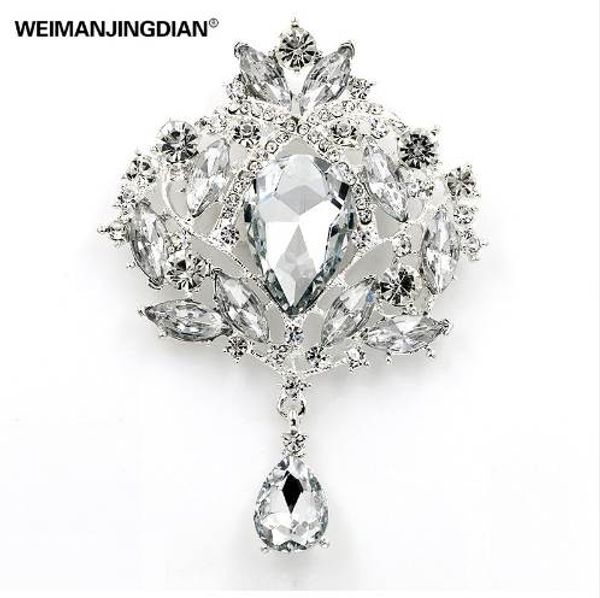 weimanjingdian brand large size clear crystal water drop brooch pins for women or wedding in silver color plated, Gray
weimanjingdian brand large size clear crystal water drop brooch pins for women or wedding in silver color plated, Gray