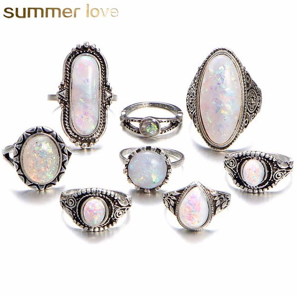 new arrival big vintage opal 8 pcs knuckle ring set for women sliver color geometric pattern bohemian style fashion jewelry set 2018, Golden;silver
new arrival big vintage opal 8 pcs knuckle ring set for women sliver color geometric pattern bohemian style fashion jewelry set 2018, Golden;silver