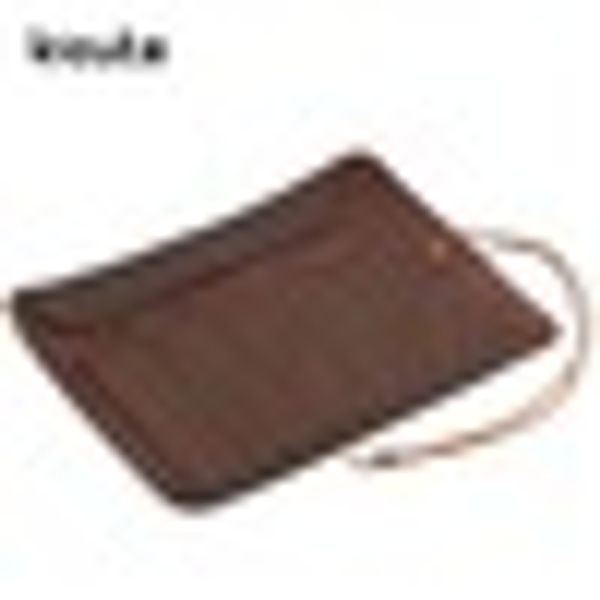 

kicute new 5 holes brown pu leather roll up pencil case storage bag cosmetic holder bag pen pouch office school stationery