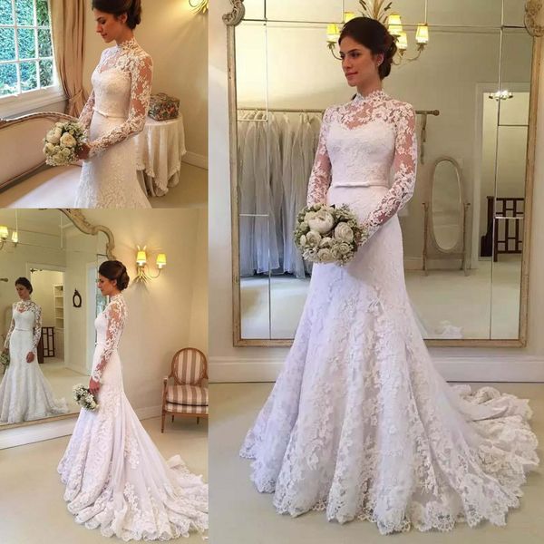 charming long sleeves lace mermaid wedding dresses 2019 aplliques with sash high neck court train muslim dubai wedding bridal gowns, White
charming long sleeves lace mermaid wedding dresses 2019 aplliques with sash high neck court train muslim dubai wedding bridal gowns, White