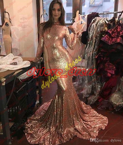 2018 sparkly prom dress long sleeves evening dresses high neck sequin dresses mermaid prom dresses, Black
2018 sparkly prom dress long sleeves evening dresses high neck sequin dresses mermaid prom dresses, Black