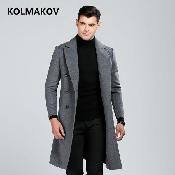 

2018 new big mens winter coat wool coats jackets long double-faced men's woolen coats cashmere outwear man plus size m-3xl, Black